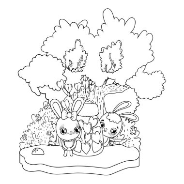 Sevgililer günü tebrik kartı sevimli tavşan ile. Vektör çizim