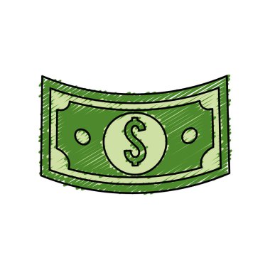 yeşil bill Doları para, vektör çizim tasarım