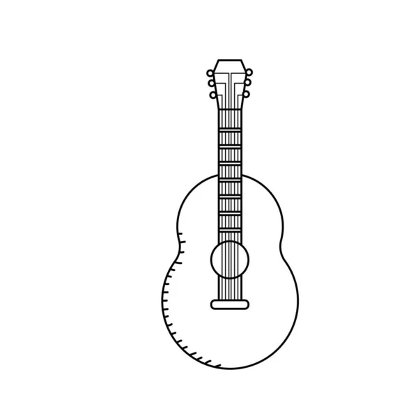 Linea Chitarra Strumento Musicale Suonare Musica Vettoriale Illustrazione — Vettoriale Stock