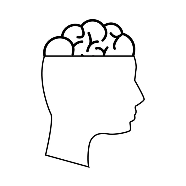 Silueta Salud Mental Persona Con Cerebro Ilustración Vectorial — Vector de stock
