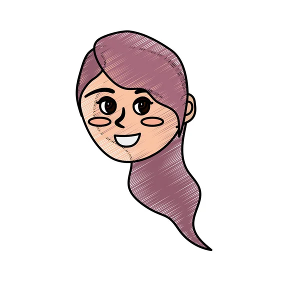 Avatar Feliz Mulher Rosto Com Penteado Design Vetor Ilustração — Vetor de Stock