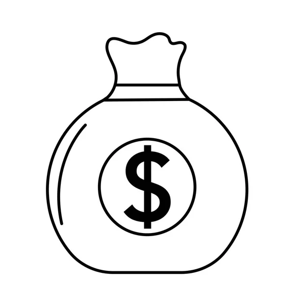 Line Business Bag Cash Money Vector Illustration — Stock Vector