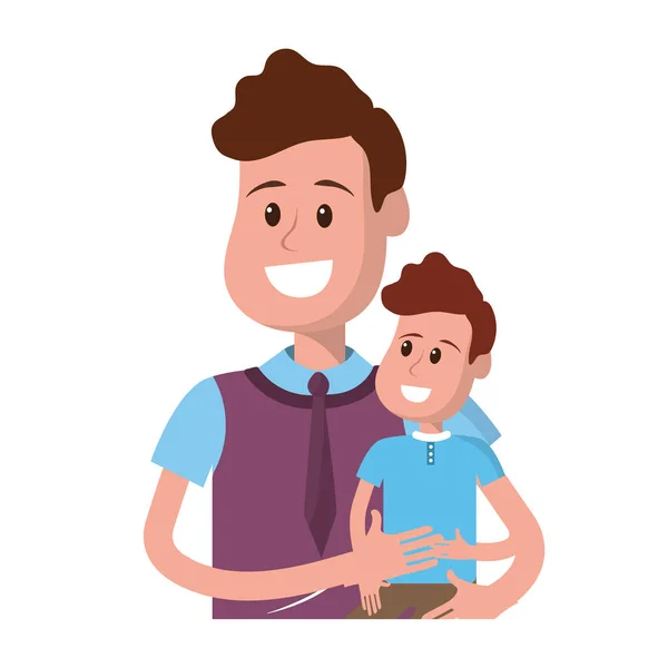 Nice Father Carrying His Son Hands Vector Illustration — Stock Vector