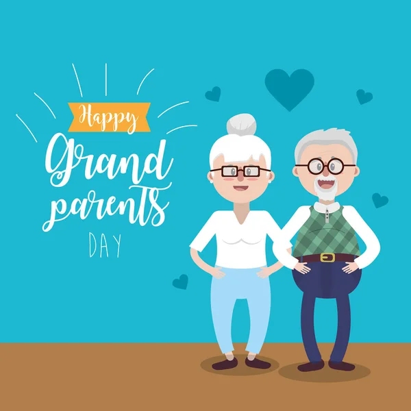 Grandparent Together Glasses Hairstyle Vector Illustration — Stock Vector