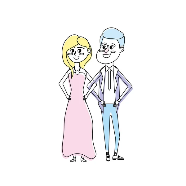 Glückliches Paar Zusammen Und Romantische Feier Vektor Illustration — Stockvektor
