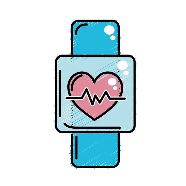 Smartwatch Know Rhythm Cardiac Vector Illustration — Stock Vector