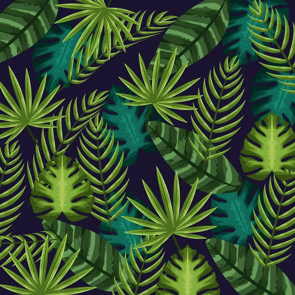 Ωραίο Και Εξωτικά Φύλλα Των Φυτών Φόντο Εικονογράφηση Διάνυσμα — Διανυσματικό Αρχείο