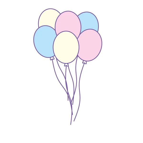 Lustige Luftballons Dekoration Design Fliegender Vektor Illustration — Stockvektor