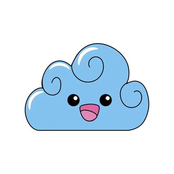 Kawaii Lindo Feliz Nube Tiempo Vector Ilustración — Archivo Imágenes Vectoriales