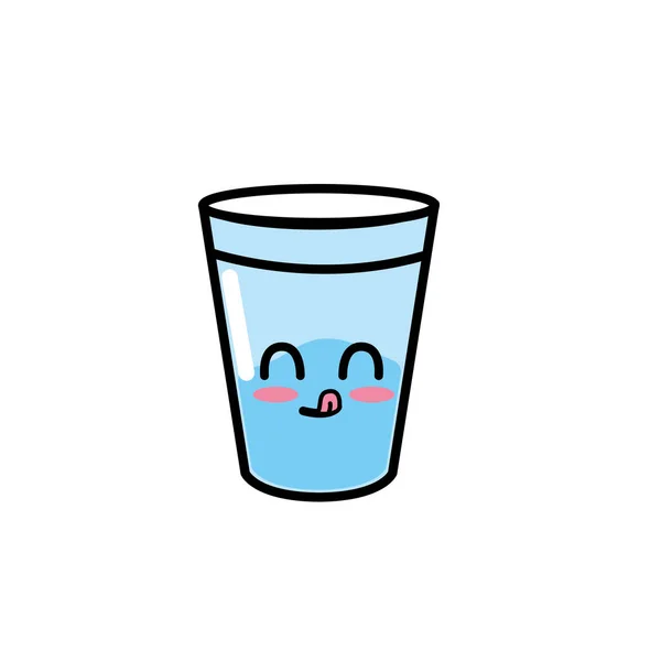 Kawaii Cute Funny Water Glass Vector Illustration — Stock Vector