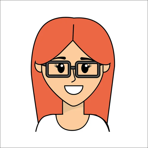 Menschen Glückliches Gesicht Frau Mit Brillensymbol Vektorillustration — Stockvektor