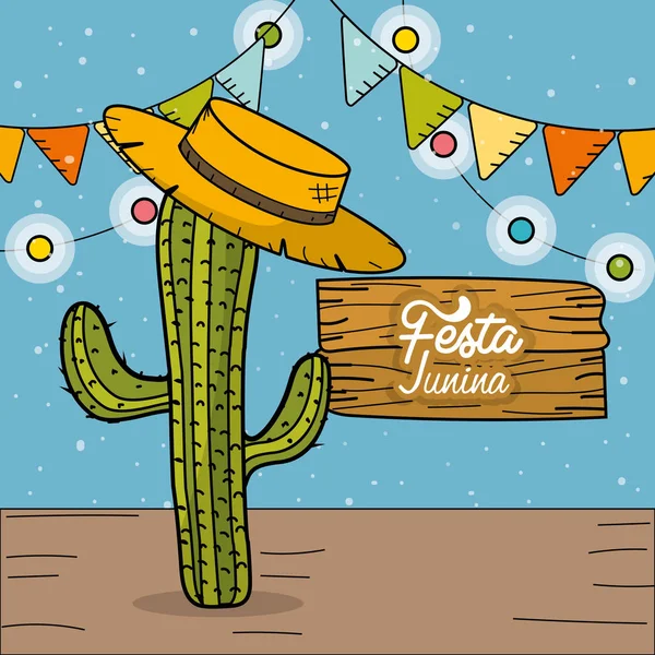 Festa Junina Com Cacto Chapéu Design Decorativo Ilustração Vetorial —  Vetores de Stock