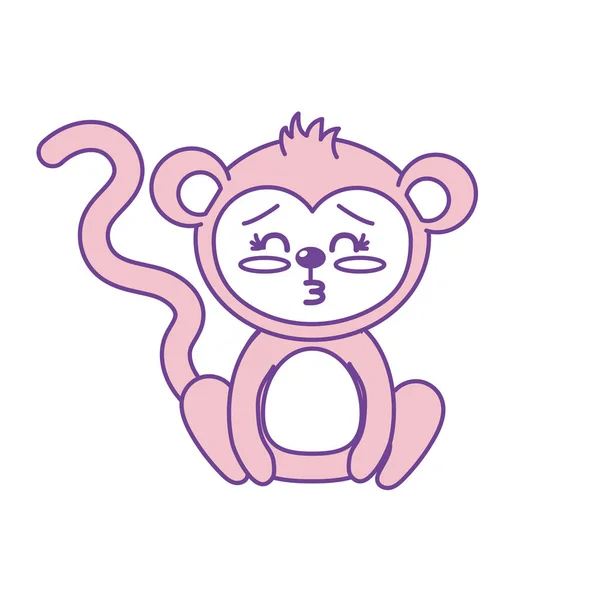 Cute Monkey Wild Animal Face Expression Vector Illustration — Stock Vector