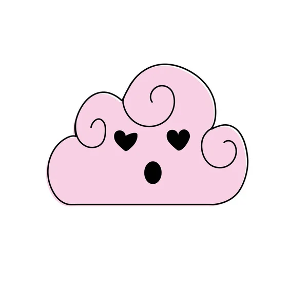 Kawaii Cute Love Cloud Weather Vector Illustration — Stock Vector
