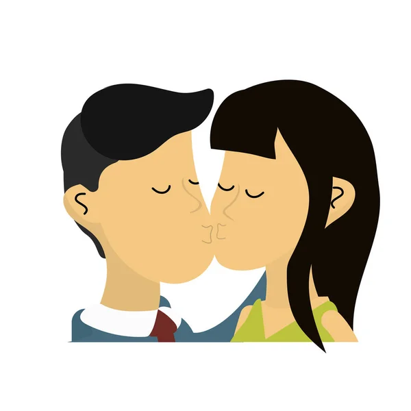 Cute Couple Kissing Romantic Scene Vector Illustration — Stock Vector