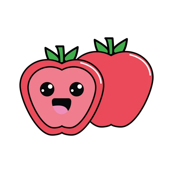 Ikona Kolor Kawaii Bać Apple Wektor Illustraction Projekt — Wektor stockowy