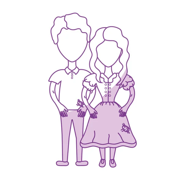 Silhouette Cute Brazilian Couple Hairstyle Typical Clothe Vector Illustration — Stock Vector