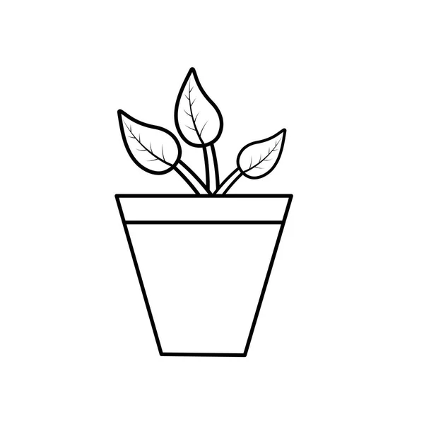 Línea Planta Natural Con Hojas Ecología Cuidado Vector Ilustración — Vector de stock