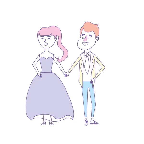 Lyckligt Par Tillsammans Och Romantiskt Firande Vektor Illustration — Stock vektor