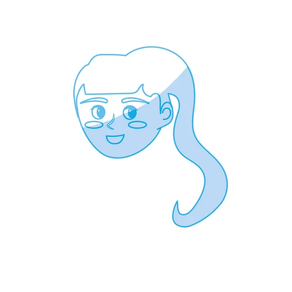 Silueta Avatar Feliz Cara Mujer Con Diseño Peinado Vector Ilustración — Vector de stock