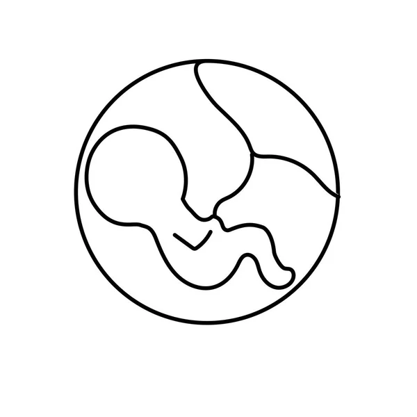 Linie Baby Mit Nabelschnur Innerhalb Der Gebärmutter Der Mutter Vektor — Stockvektor