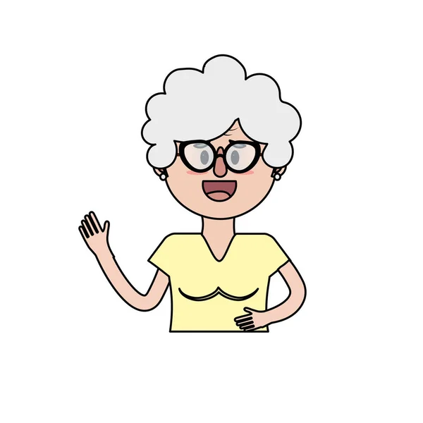 Old Woman Glasses Hairstyle Vector Illustration — Stock Vector