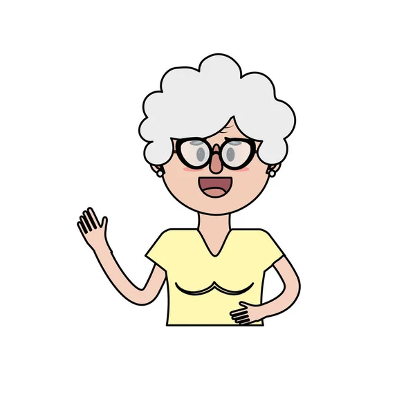 Anciana Con Gafas Peinado Vector Ilustración — Archivo Imágenes Vectoriales