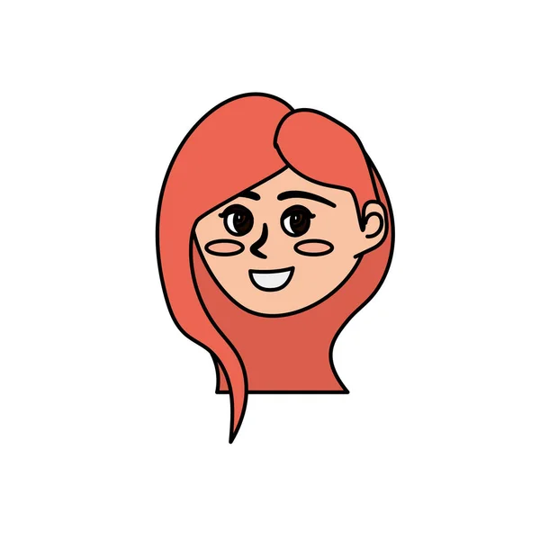 Avatar Feliz Mulher Rosto Com Penteado Design Vetor Ilustração — Vetor de Stock