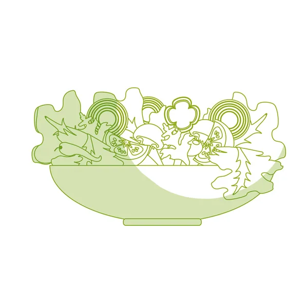 Silueta Deliciosa Ensalada Órgano Fresco Tazón Ilustración Vectorial — Vector de stock