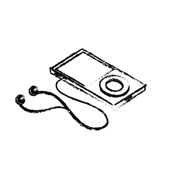 Tecnología Figura Mp3 Con Auriculares Para Escuchar Ilustración Del Vector — Vector de stock
