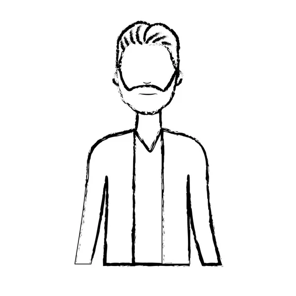 图可爱的男人与发型和胡子 矢量插图 — 图库矢量图片