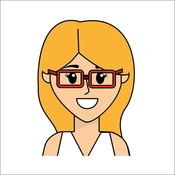 Menschen Glückliches Gesicht Frau Mit Brillensymbol Vektorillustration — Stockvektor