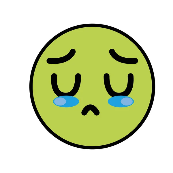 Cute Kawaii Cry Face Sad Vector Illustration — Stock Vector