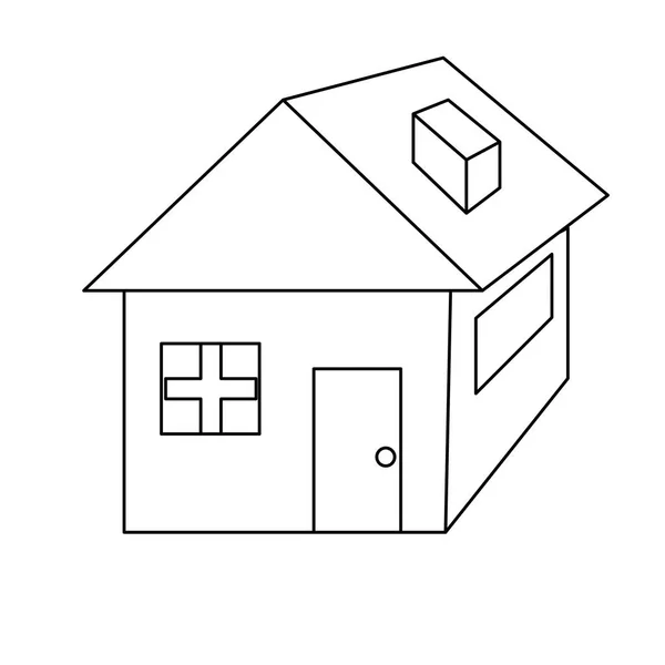 线漂亮的房子与建筑设计图标向量例证 — 图库矢量图片