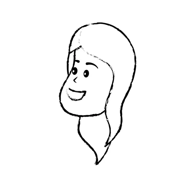 Figure Avatar Femme Visage Avec Illustration Vectorielle Conception Coiffure — Image vectorielle