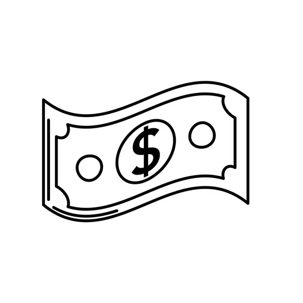 Linea Dollaro Banconote Denaro Contante Icona Vettoriale Illustrazione — Vettoriale Stock