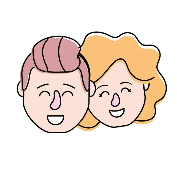 Tête Couple Avatar Avec Illustration Vectorielle Conception Coiffure — Image vectorielle