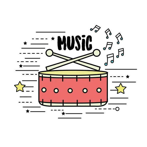 Snare Drum Muziekinstrument Spelen Muziek Vectorillustratie — Stockvector