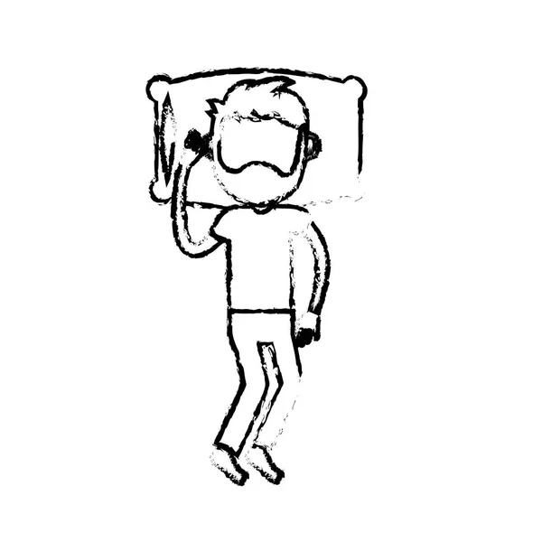 Figura Uomo Con Acconciatura Desing Dormire Vettore Illustrazione — Vettoriale Stock