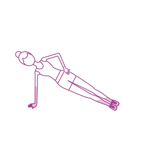 Силуэт Здоровой Женщины Делать Упражнения Векторной Иллюстрации Дизайн — стоковый вектор