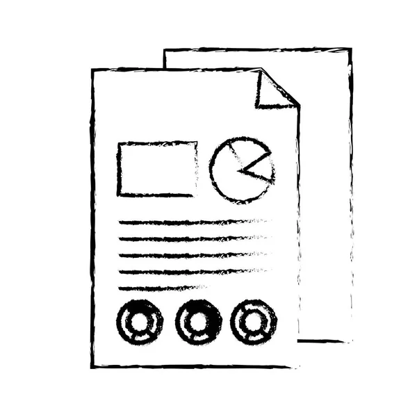 Figura Documenti Aziendali Con Statistiche Diagramma Vettoriale Grafia Illustrazione — Vettoriale Stock