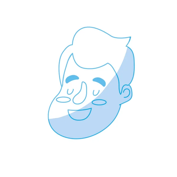 Silhueta Avatar Cara Homem Feliz Com Penteado Design Vetor Ilustração — Vetor de Stock