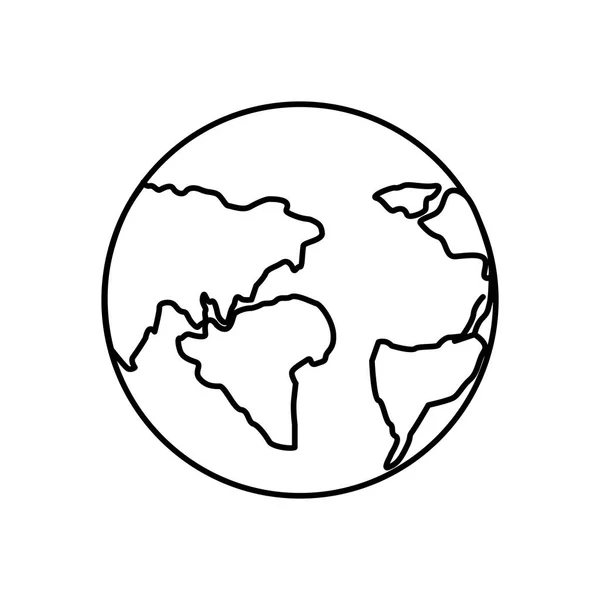 Line Föld Bolygó Globális Földrajzi Kontinensek Vektoros Illusztráció — Stock Vector