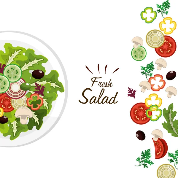 Deliciosa Ensalada Verduras Frescas Diseño Ilustración Vectores — Vector de stock