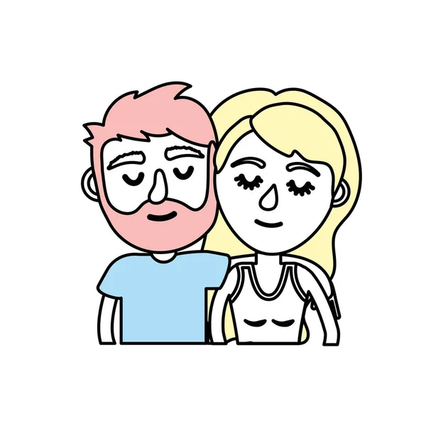 Amoureux Couple Avec Illustration Vectorielle Conception Coiffure — Image vectorielle