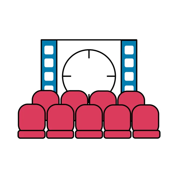 Kinosaal Mit Filmprojektion Und Stühlen Vektorillustration — Stockvektor