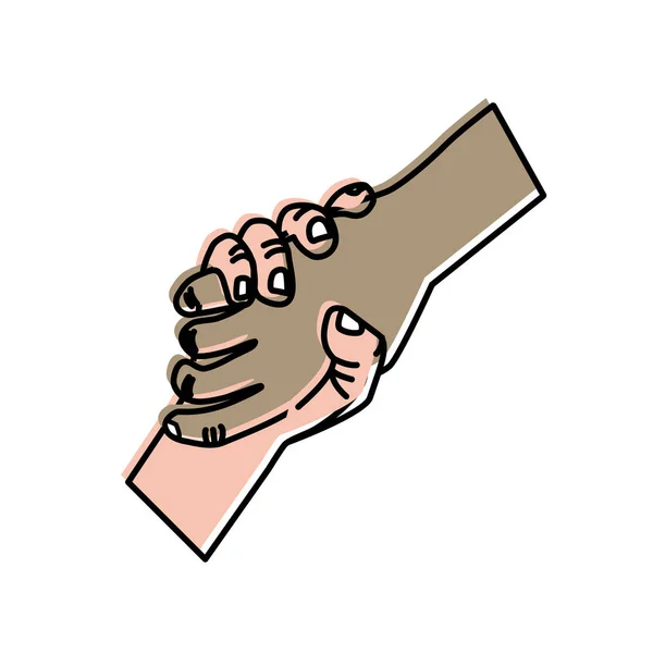 Nette Hände Zusammen Wie Freundschaftssymbol Vektorillustration — Stockvektor
