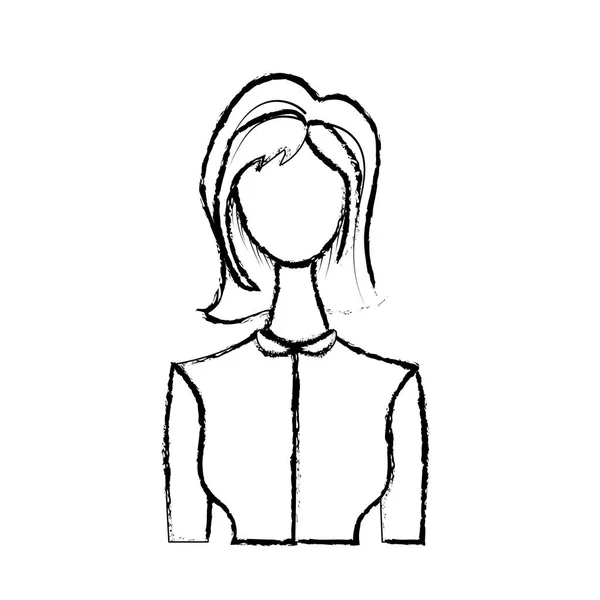 Фигура Милая Женщина Прической Элегантной Блузкой Векторная Иллюстрация — стоковый вектор