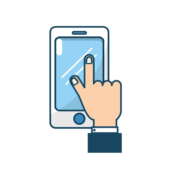 Комунікація Технології Смартфона Руці Людини Векторні Ілюстрації — стоковий вектор
