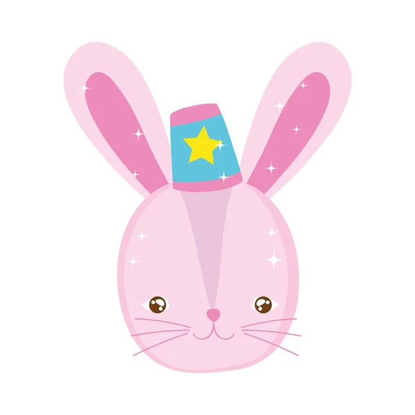 Cute Rabbit Circus Hat Vector Illustration Design — Stock Vector
